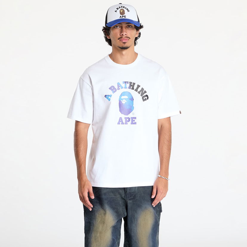 T-shirt BAPE Tie Dye College Tee White/ Black Hvid | 001TEK801032M WH2