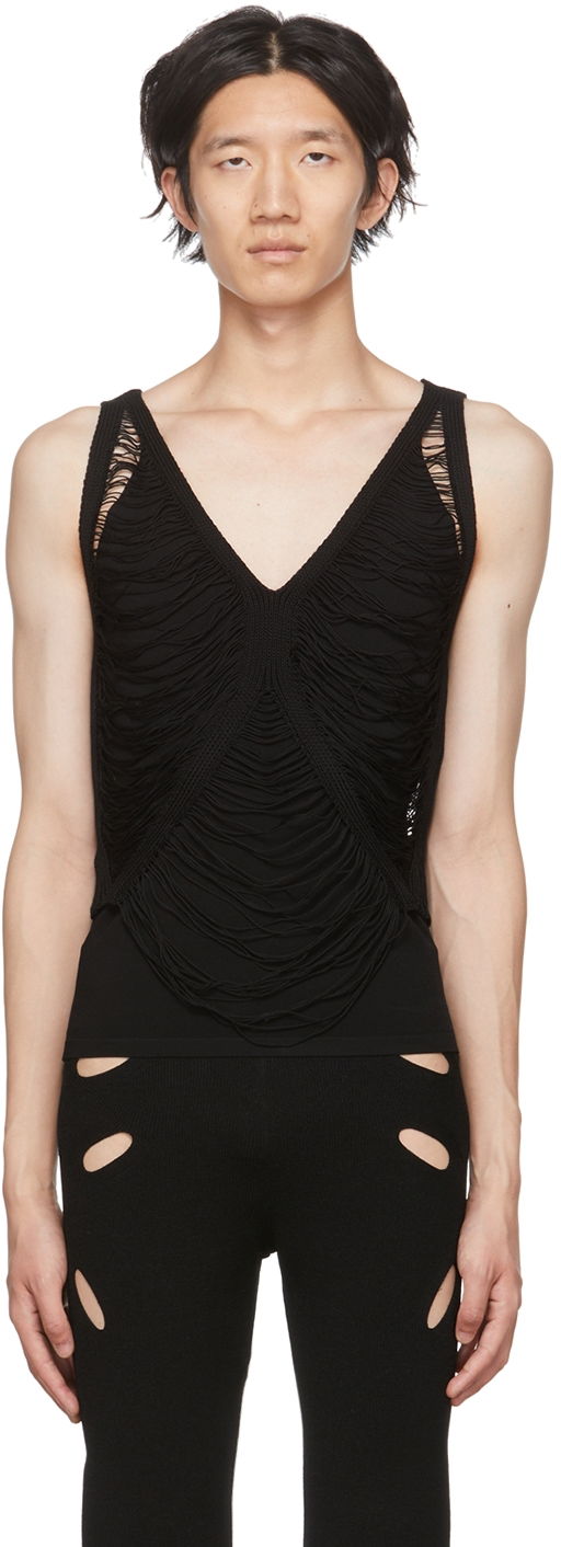 Tanktop Dion Lee Dion Lee Net Distressed Tank Top Sort | C7080P22