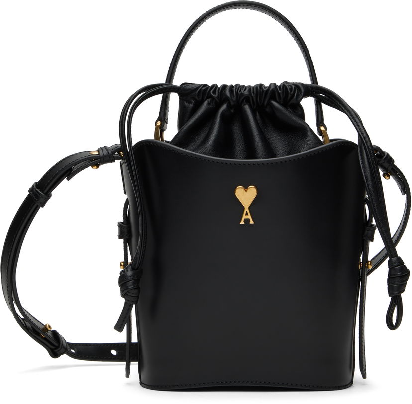 Håndtaske AMI AMI Paris Mini Bucket Bag Sort | ULL012.AL0104