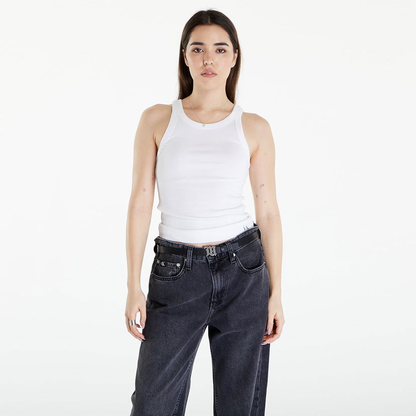 Jeans CALVIN KLEIN Dámské tílko Jeans Variegated Rib Woven Top Bright White Hvid | J20J223104 YAF