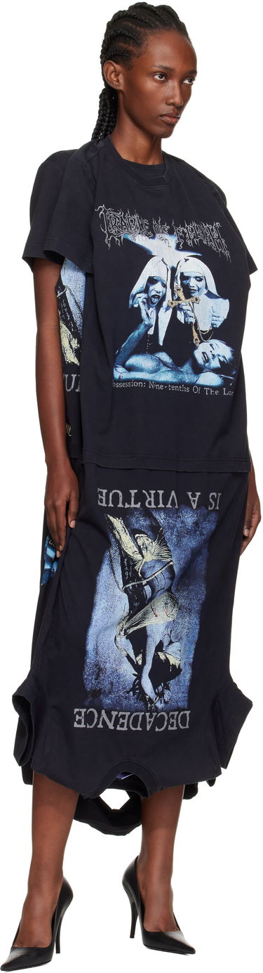 Kjole VETEMENTS Vetements Cradle of Filth Multi T-Shirt Maxi Dress Sort | WCF76DR995B, 3