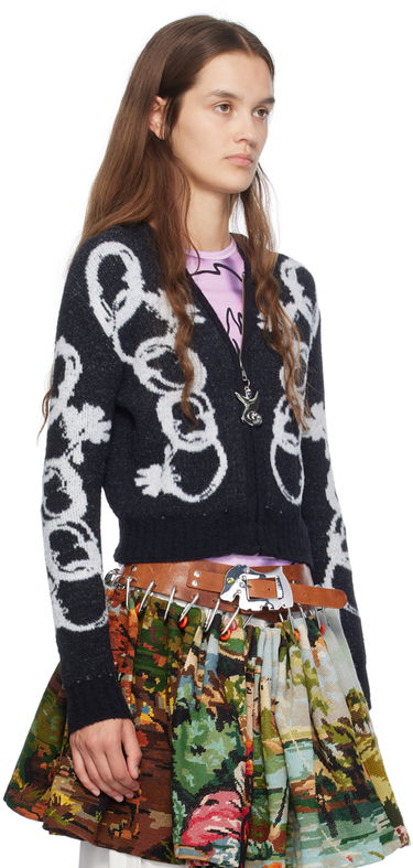 Sweater Chopova Lowena Chain Link Hooded Cardigan Sort | 5197, 1
