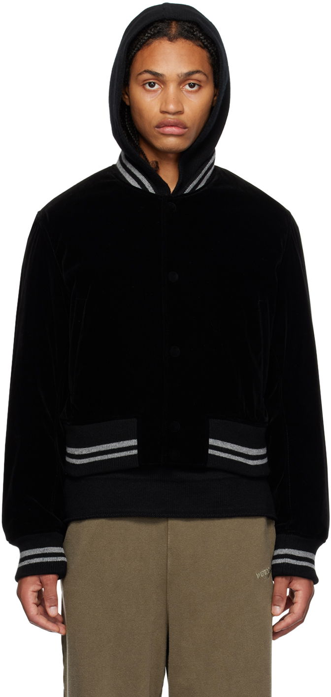 Bomberjakke We11done Padded Hooded Varsity Jacket Sort | WD-JP3-23-085-U-BK, 0