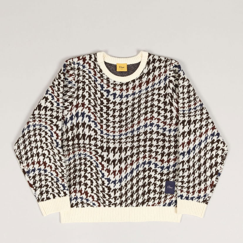 Sweater Dime Houndstooth Knit Sweater Hvid | DIMEHO247CRE