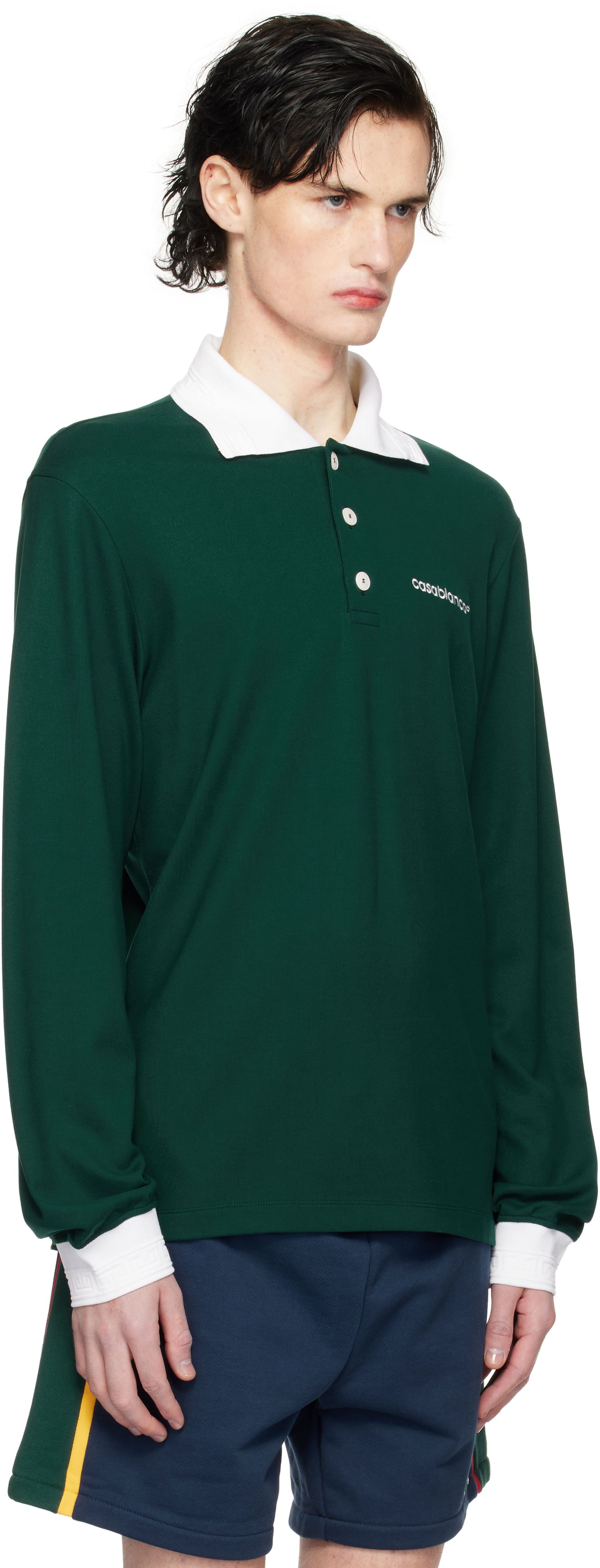 Polo skjorte Casablanca Long Sleeve Polo Grøn | MPS25-JTP-270-01, 1