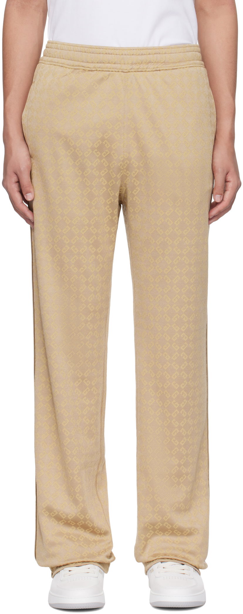 Joggingbukser Givenchy Shiny Monogram Jacquard Sweatpants Beige | BM51HS316G277