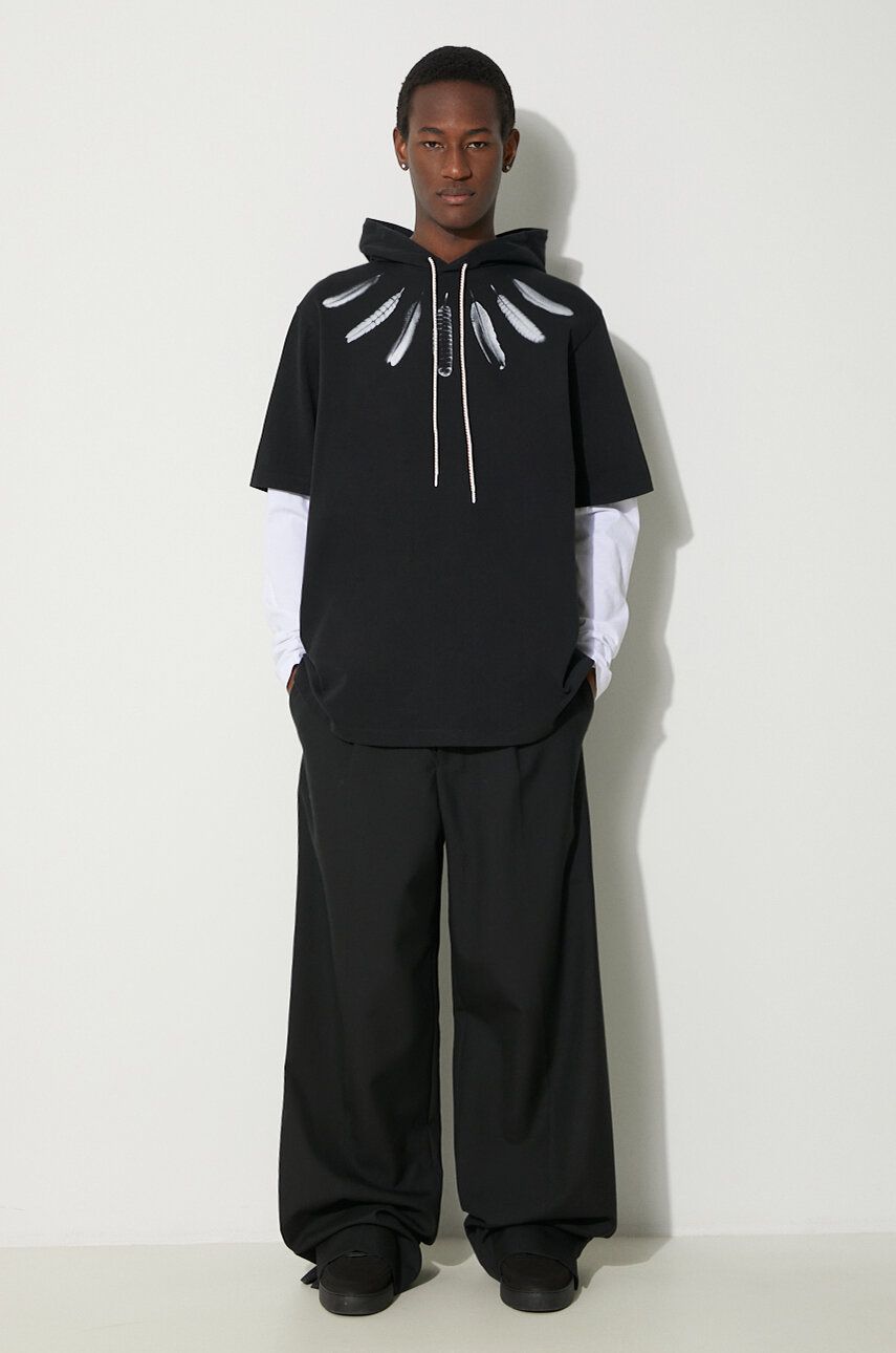 Sweatshirt Marcelo Burlon Collar Feathers Double Sleeves Hoodie Sort | CMAB044S24JER0021001, 1