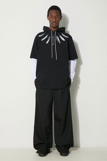Sweatshirt Marcelo Burlon Collar Feathers Double Sleeves Hoodie Sort | CMAB044S24JER0021001, 1