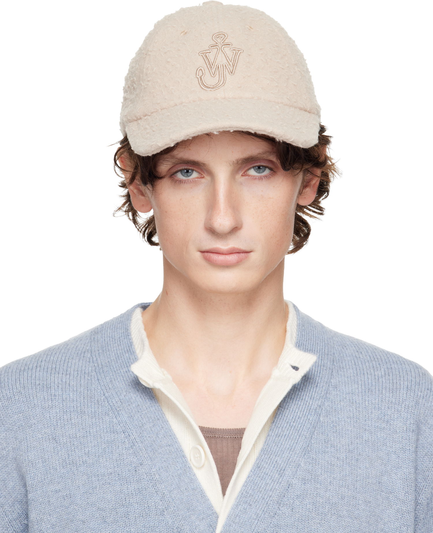 Kasket JW Anderson JW Anderson Fleece Embroidered Logo Baseball Cap Beige | AC0409-FA0468, 0