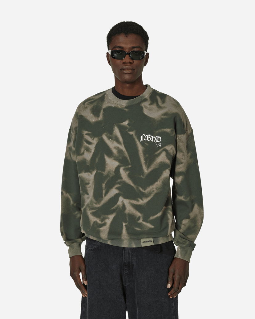 Sweatshirt Neighborhood Tie-Dye Crewneck Sweatshirt Olive Drab Grøn | 241FPNH-CSM09 OD