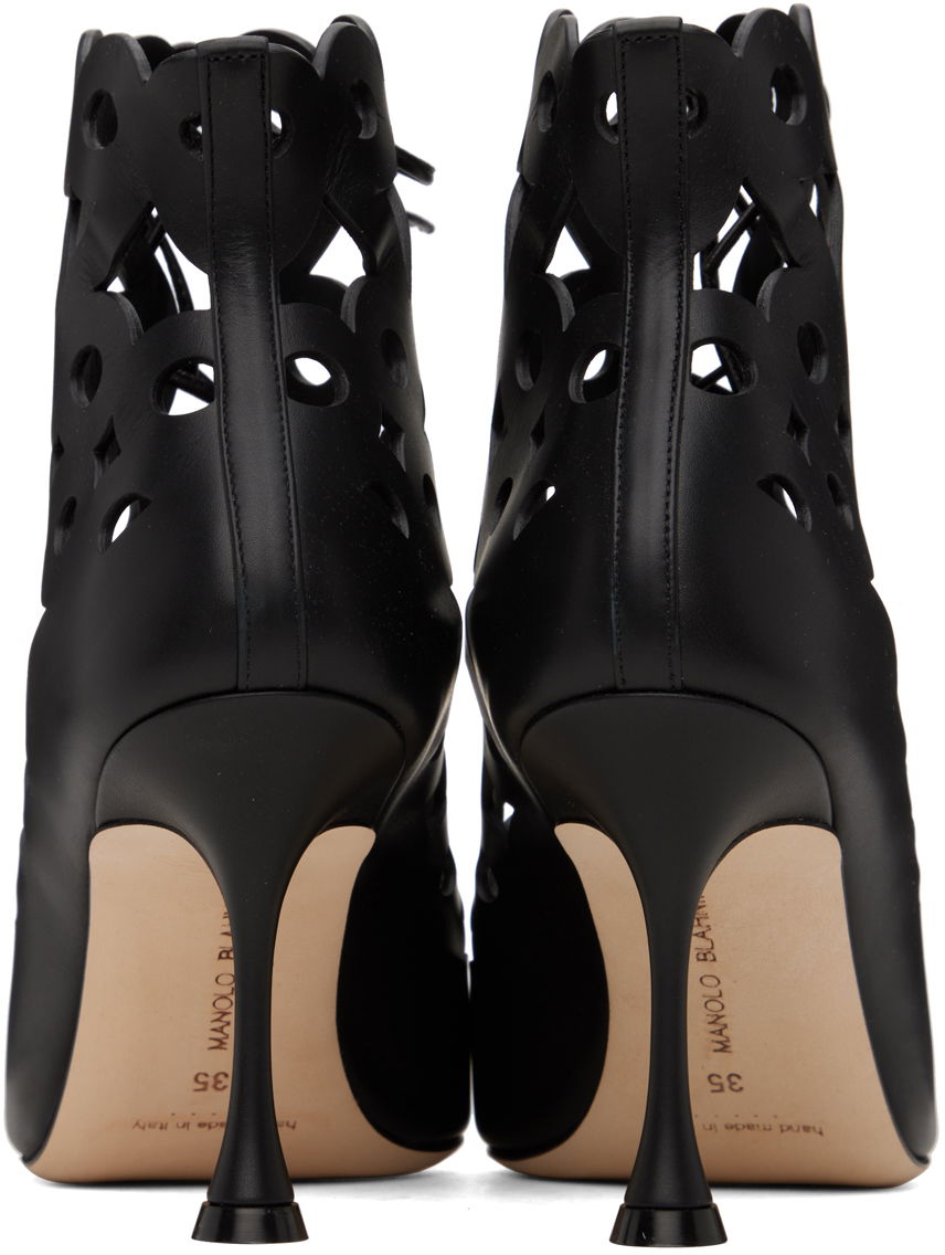 Tøj Manolo Blahnik Manolo Blahnik Taralo Cutout Leather Lace-Up Boots Sort | 223-1415, 1