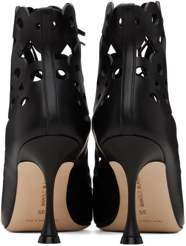 Tøj Manolo Blahnik Manolo Blahnik Taralo Cutout Leather Lace-Up Boots Sort | 223-1415, 1