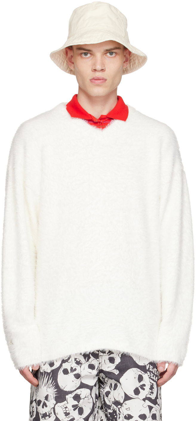 Sweater ERL Hairy Knitted Sweater Hvid | ERL05N010
