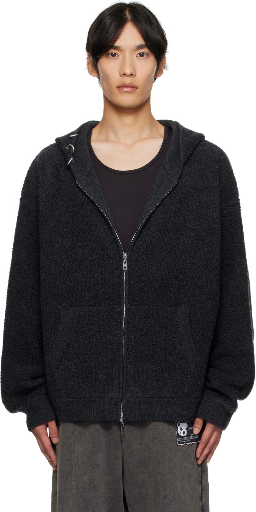 Sweatshirt We11done We11done Bouclé Zip-Up Hoodie Grå | WD-KJ2-25-642-M-CH