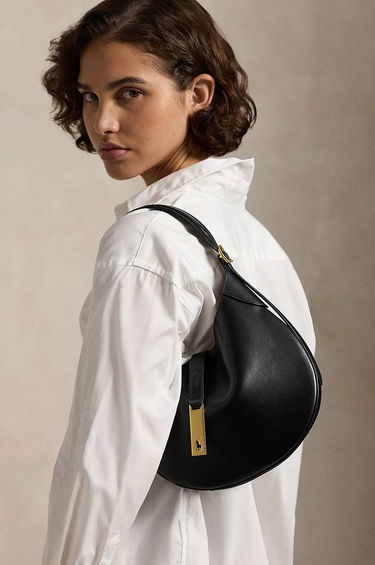 Håndtaske Polo by Ralph Lauren Leather Hobo Bag Sort | 428944017, 5
