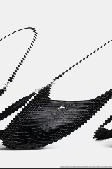 Skuldertaske Lacoste Lacoste Croc-Effect Shoulder Bag Sort | NF4980KL, 0