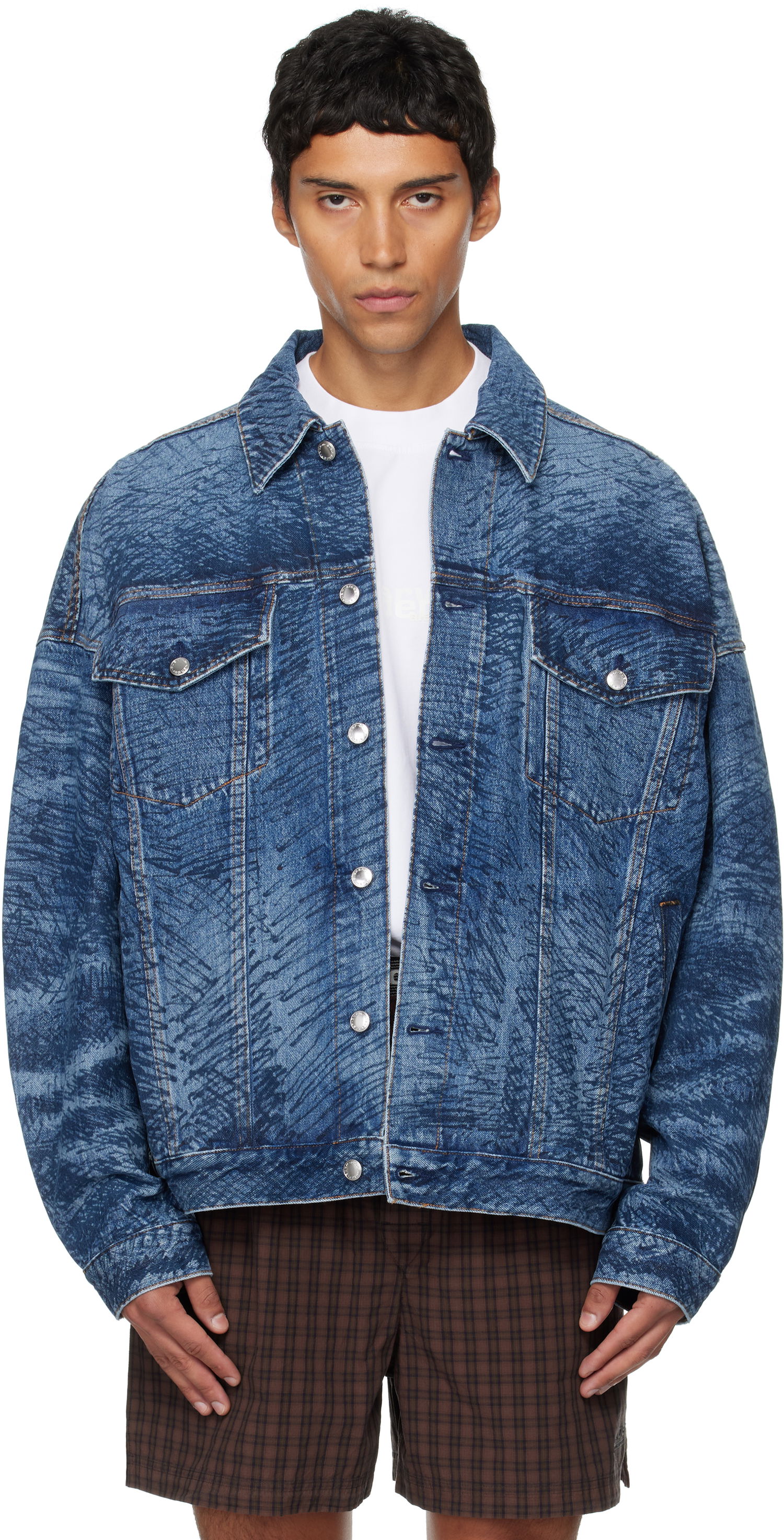Jakke Alexander Wang Alexander Wang Graffiti Oversized Denim Trucker Jacket Blå | 6DC3252831, 0