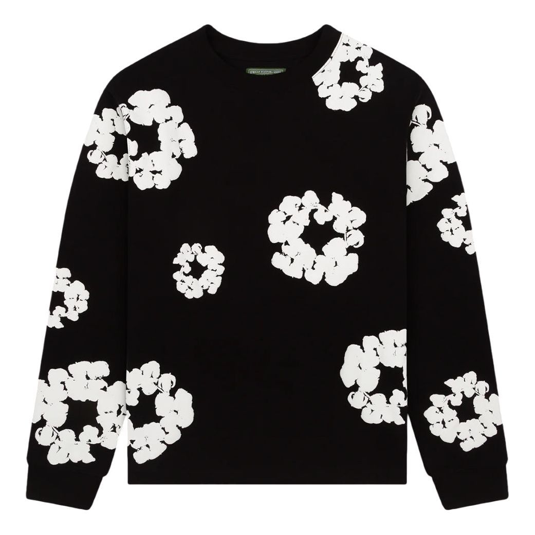 Sweatshirt Denim Tears Denim Tears Wreath Print Long Sleeve T-Shirt Sort | DT-058, 0