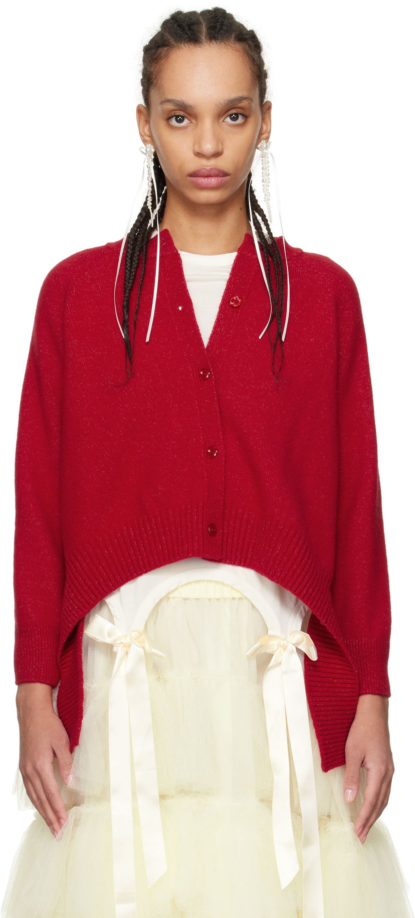 Sweater Simone Rocha Simone Rocha Open Back Cardigan Rød | LMK7 0660