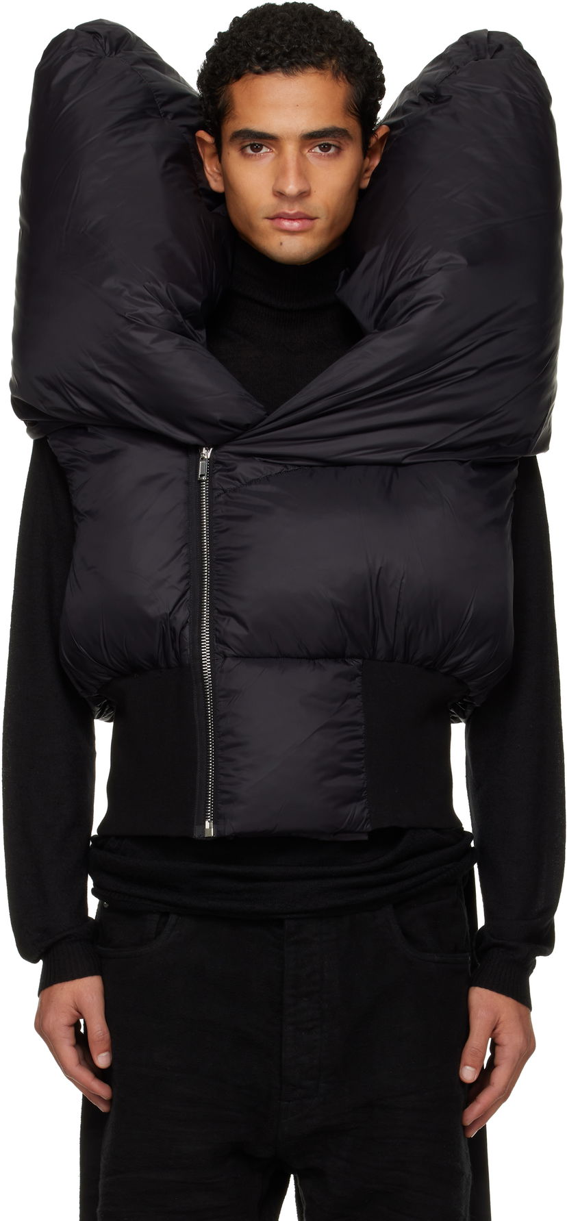 Vest Rick Owens Concordians Anubis Padded High-Collar Vest Sort | DU02E7790 NP