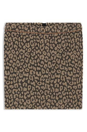 Nederdel BOSS Leopard Jacquard Mini Skirt Brun | 50545996