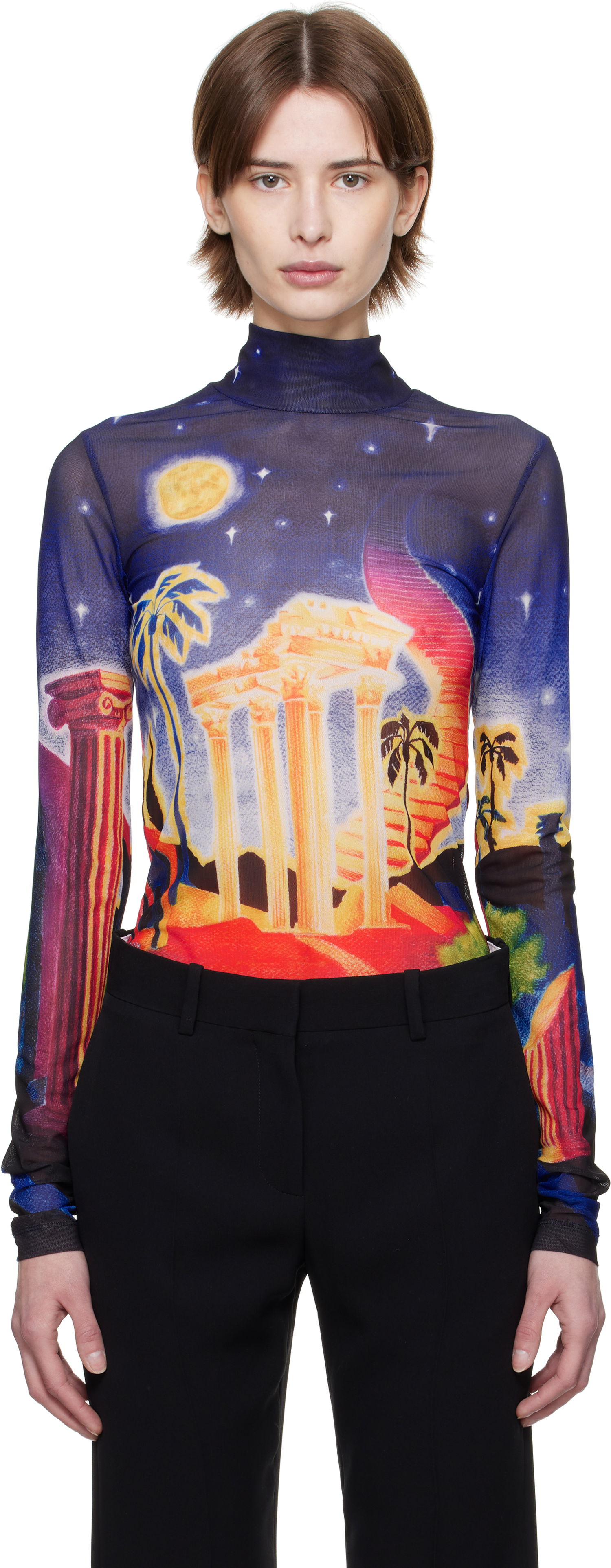 Sweater Casablanca Casablanca Midnight Acropolis Mesh Turtleneck Top Flerfarvet | WPS25-JTP-028-01, 0