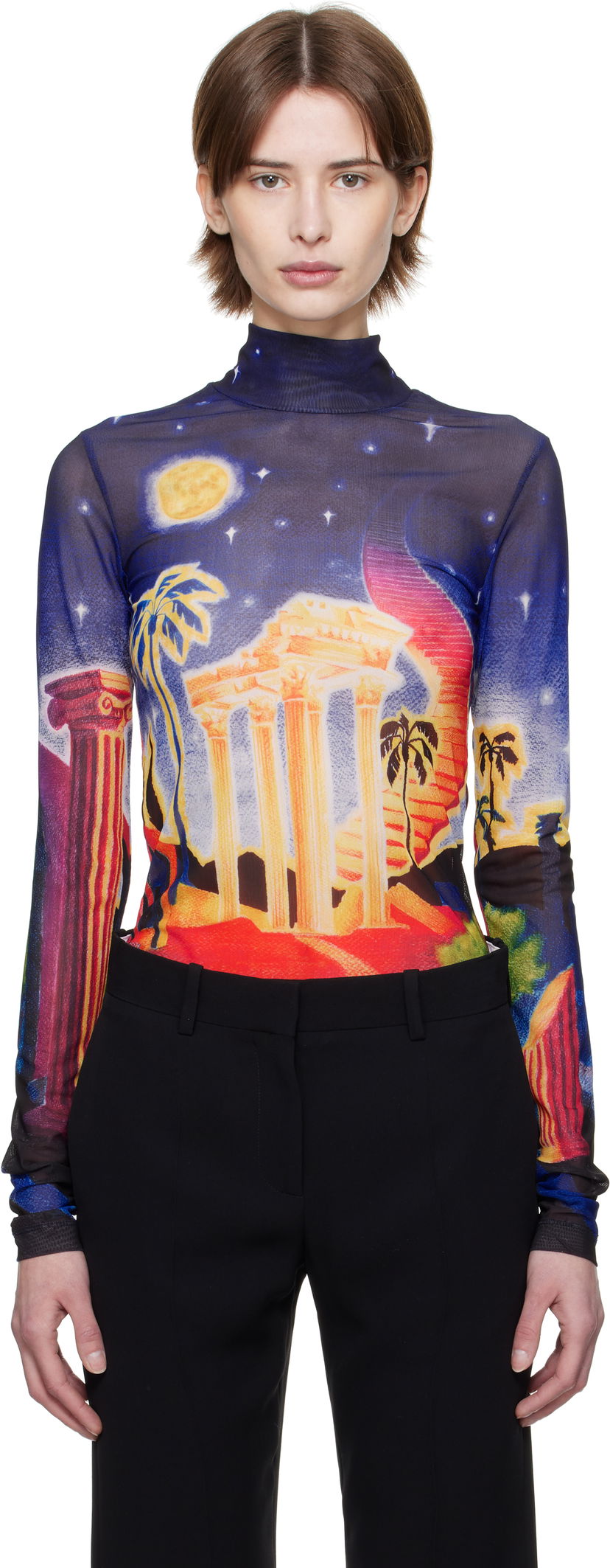 Sweater Casablanca Casablanca Midnight Acropolis Mesh Turtleneck Top Flerfarvet | WPS25-JTP-028-01