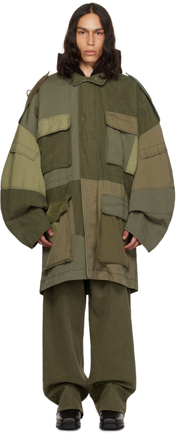 Parka We11done Paneled Jacket Grøn | WD-JP3-23-149-U-KK, 0