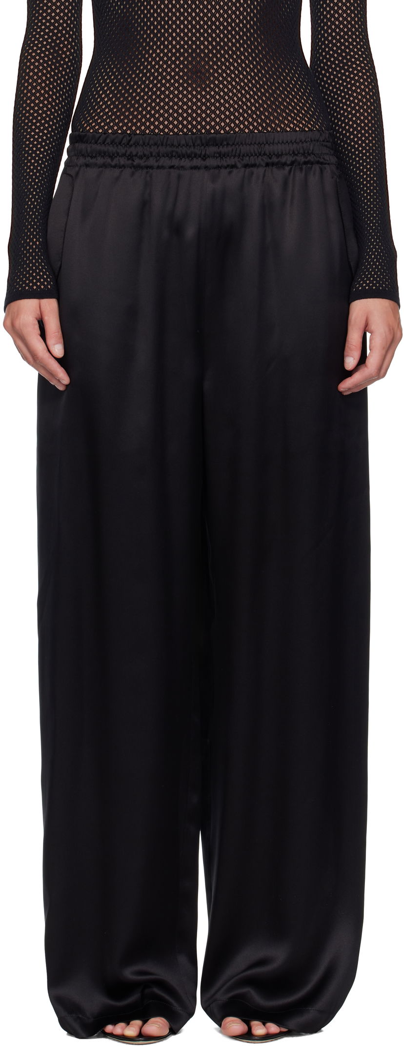 Bukser WARDROBE.NYC WARDROBE.NYC Satin Pajama Trousers Sort | W2242F25SE