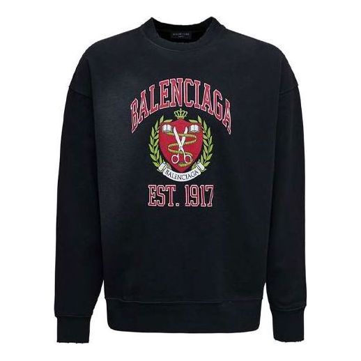 Sweatshirt Balenciaga College Logo Print Crewneck Sweatshirt Sort | 676629TLV901076, 0