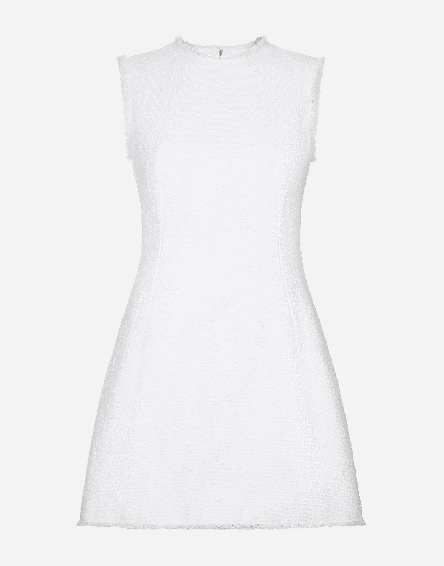Kjole Dolce & Gabbana Short Cotton Tweed Dress Hvid | F6JKDTHUMT9W0800, 0