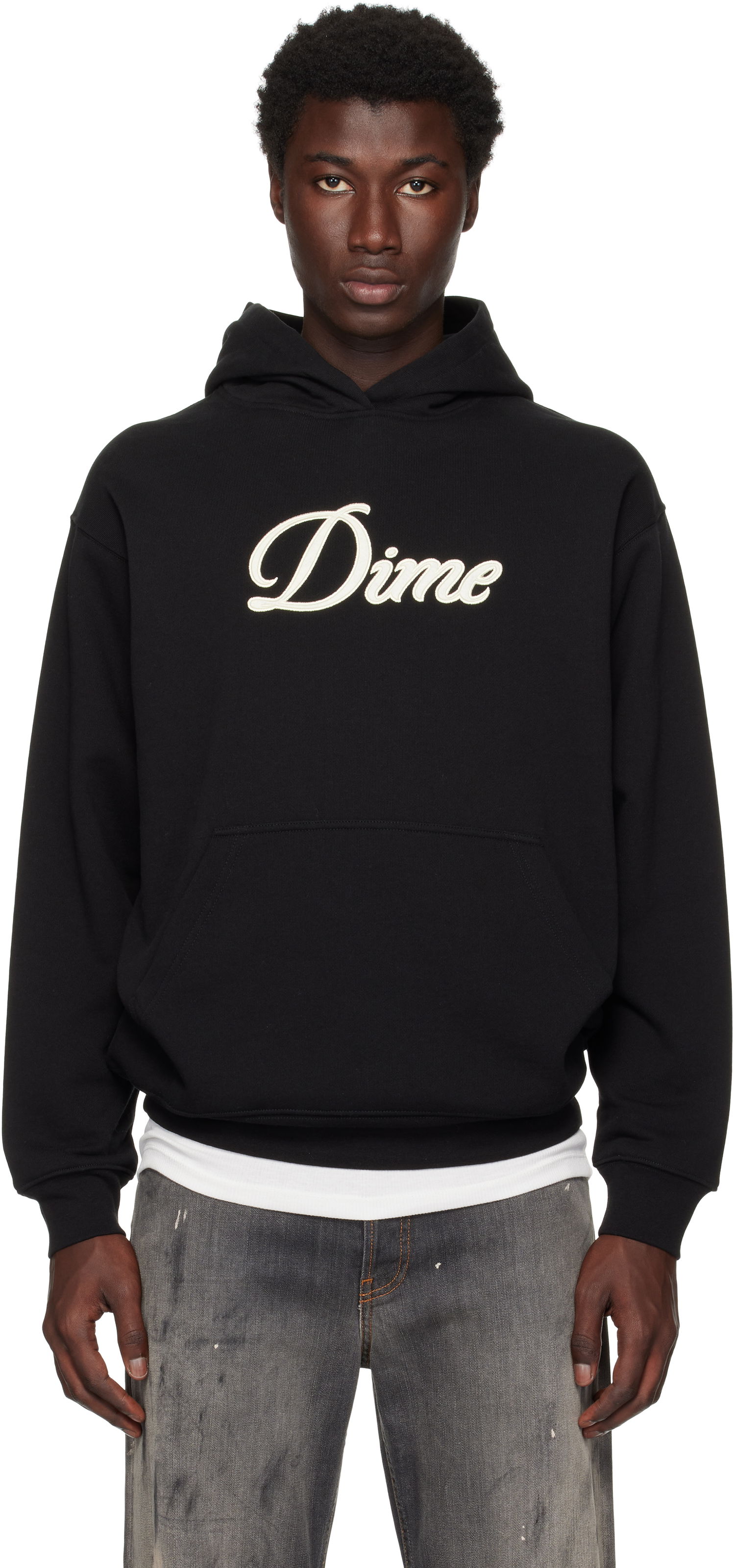 Sweatshirt Dime Cursive Hoodie Sort | DIMESU2543BLK, 0