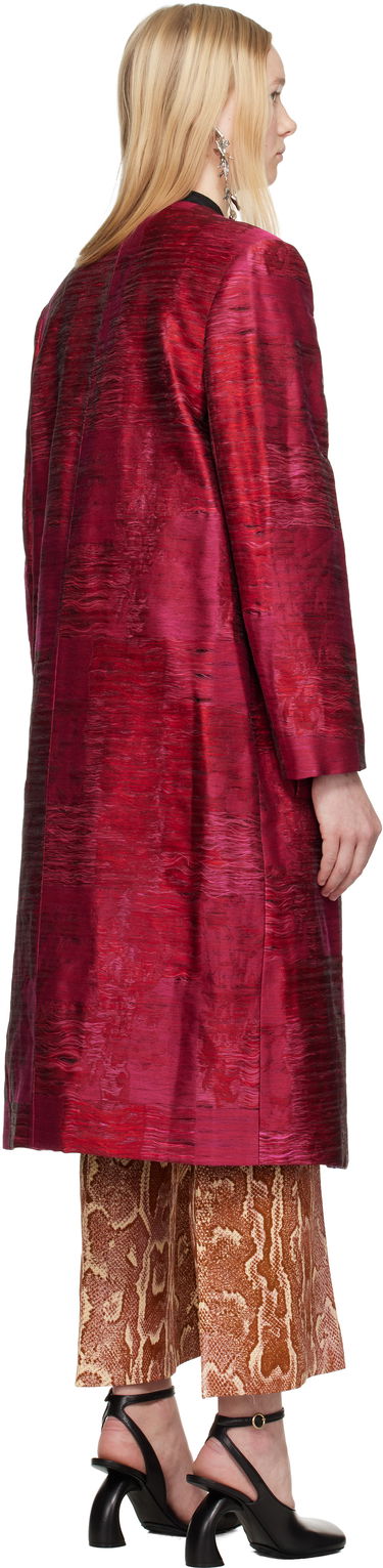 Frakker Dries Van Noten Dries Van Noten Jacquard Panel Coat Rød | 251-010222-1544, 2