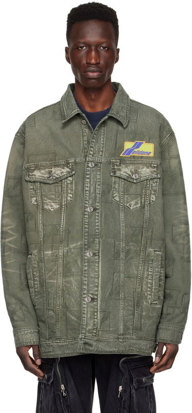 Jakke We11done We11done Jacquard Logo Denim Jacket Grøn | WD-DJ1-22-366-U-KK, 0