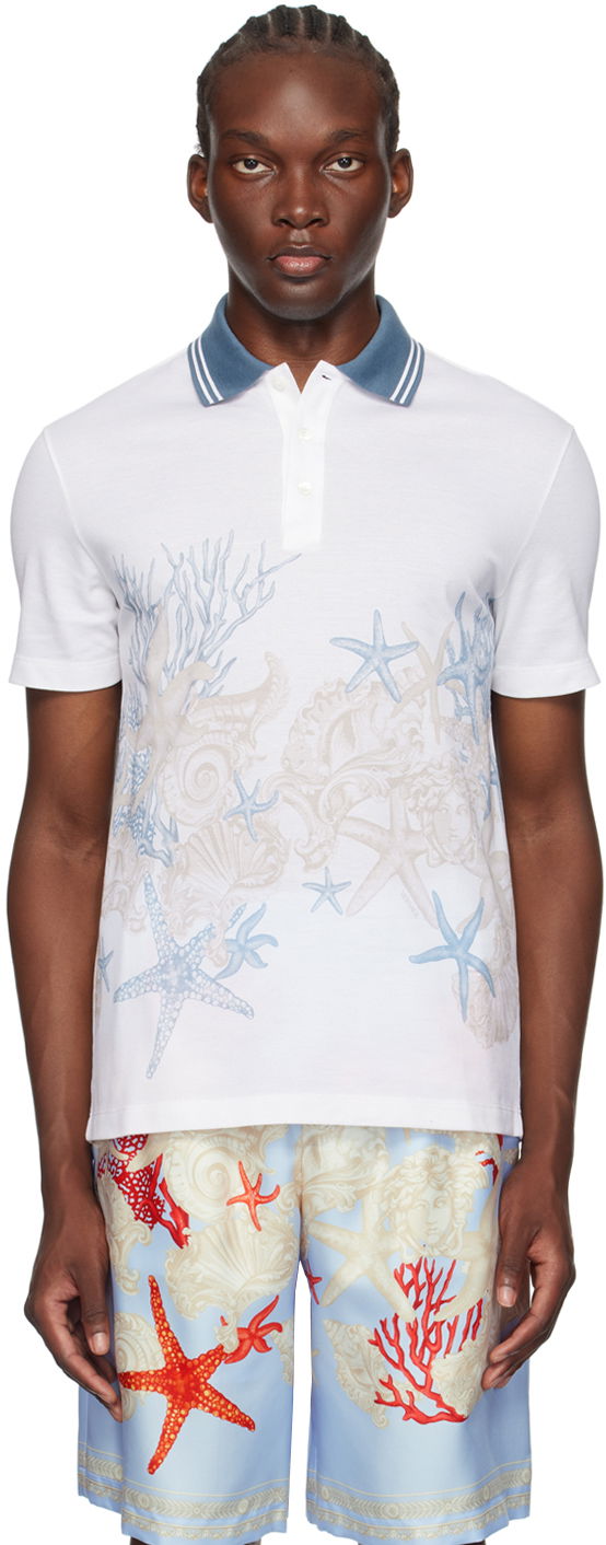 Tøj Versace White Barocco Sea Polo Hvid | 1013906_1A11303