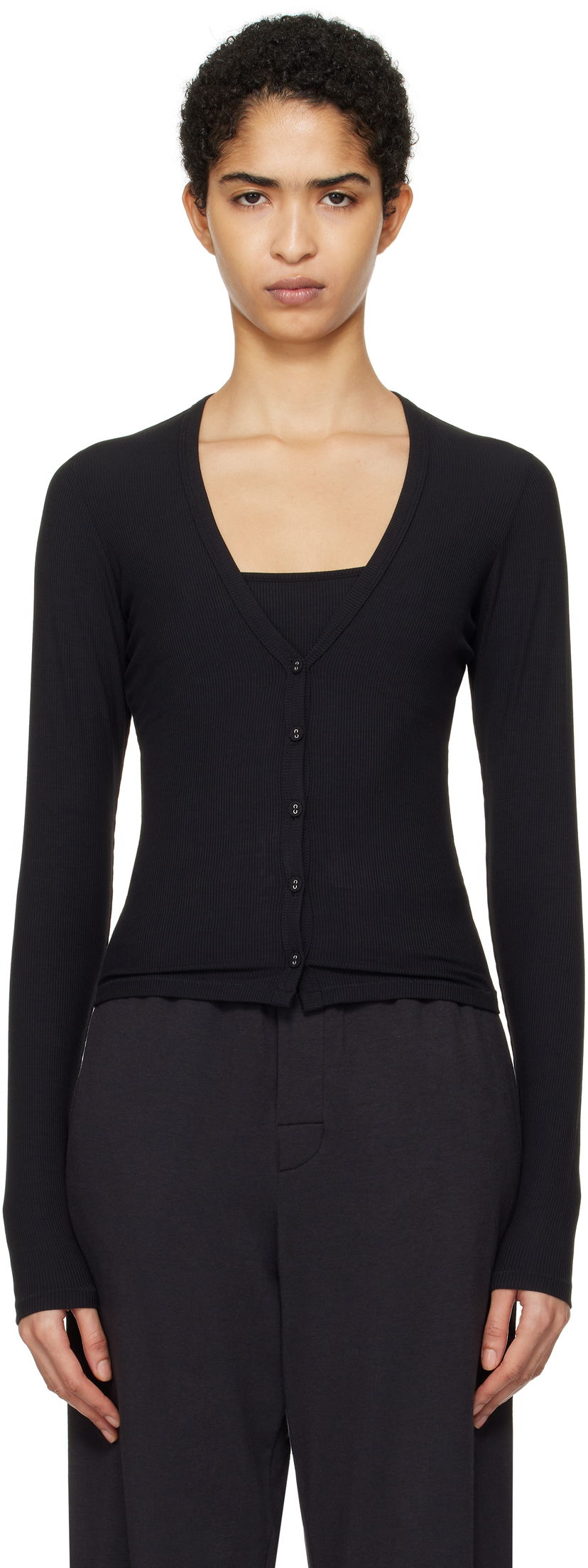 Sweater SKIMS Lounge Knit Cardigan Sort | LS-LST-6742W