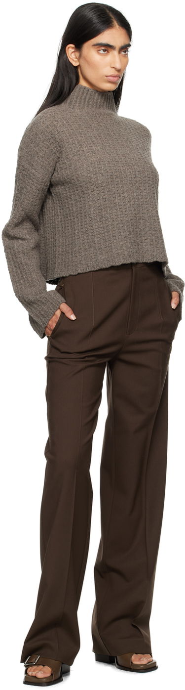 Sweater Loulou de Saison Loulou de Saison Kris Cropped Turtleneck Sweater Brun | KRIS, 3