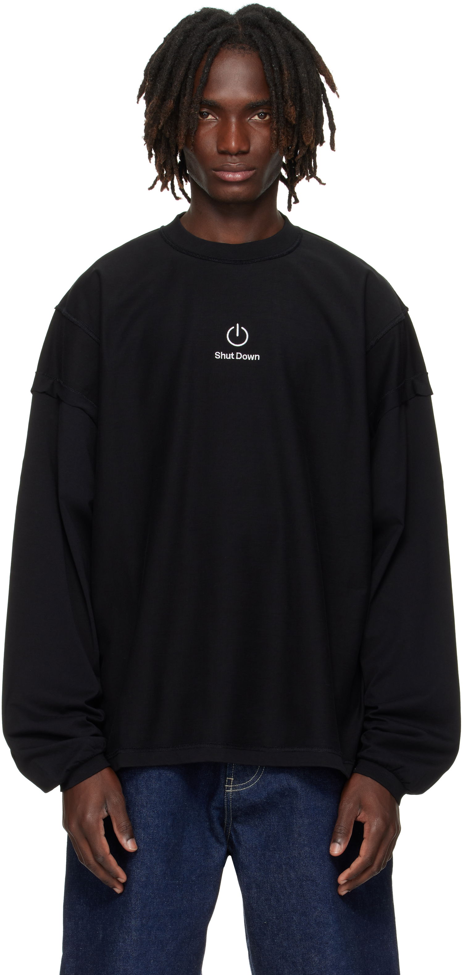Sweatshirt VETEMENTS VETEMENTS 'Shut Down' Embroidered Longsleeve Sweatshirt Sort | UH76LS790B, 0