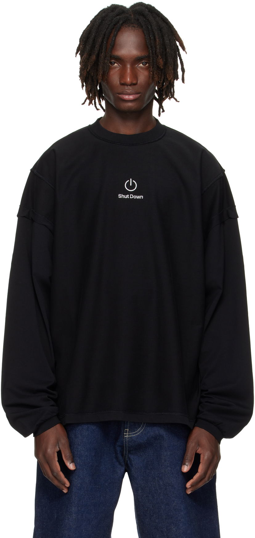 Sweatshirt VETEMENTS VETEMENTS 'Shut Down' Embroidered Longsleeve Sweatshirt Sort | UH76LS790B