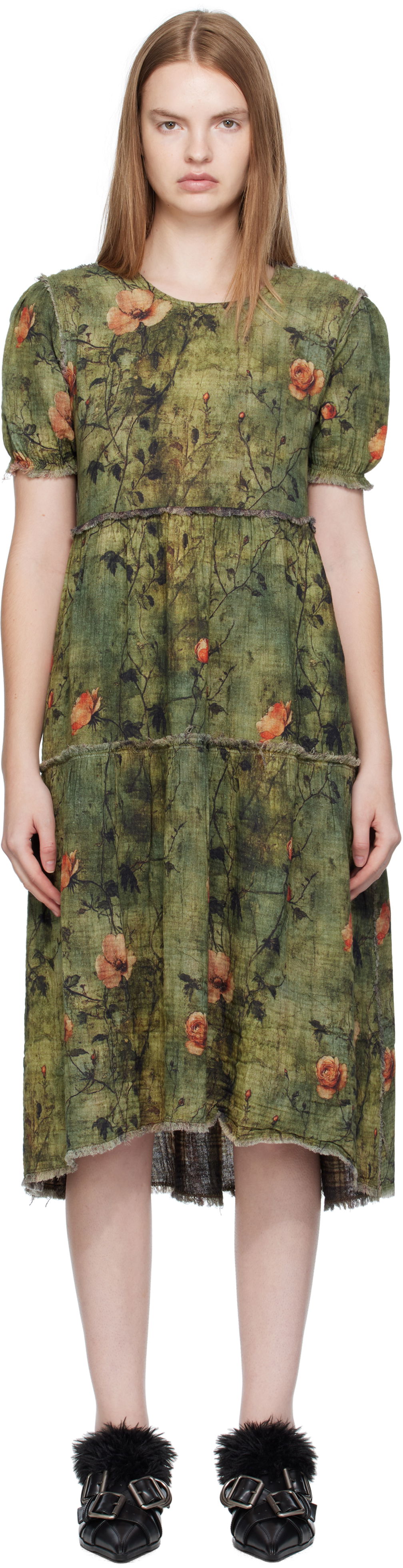 Kjole R13 R13 Relaxed Reversible Midi Dress Grøn | R13WR465-R582B, 0