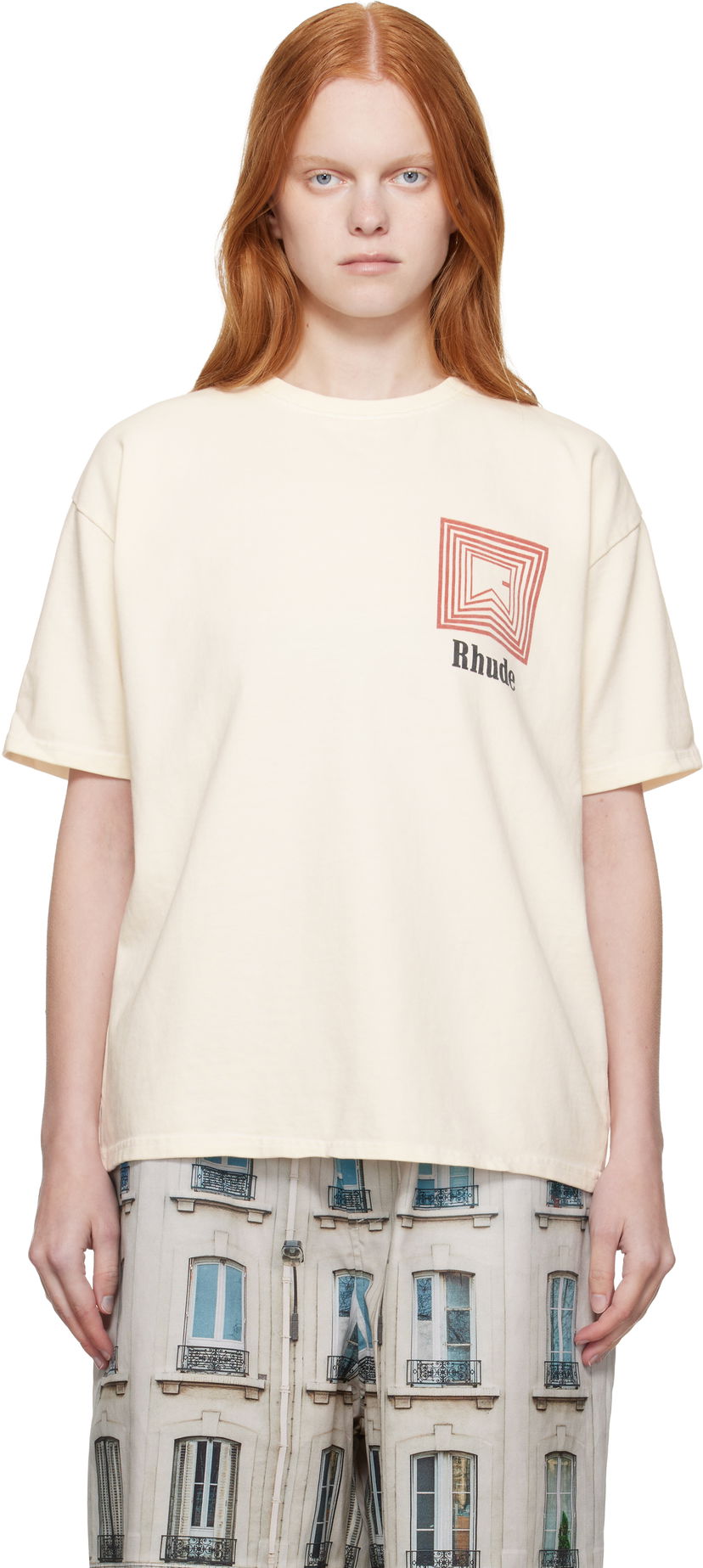 T-shirt Rhude Rhude Chevron Logo Repeat T-Shirt Hvid | RHPF25TT03012