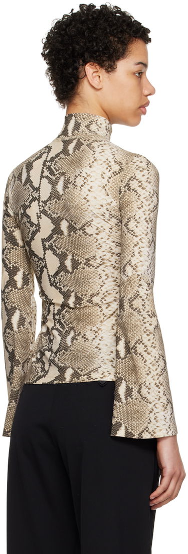 T-shirt Stella McCartney Stella McCartney Python Print Long Sleeve T-Shirt Beige | 6J01903SPX60, 2