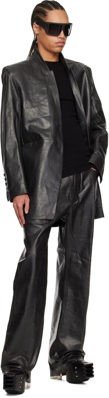 Jakke Rick Owens Rick Owens Hollywood Lido Leather Jacket Sort | RU01E5753 LTP, 3