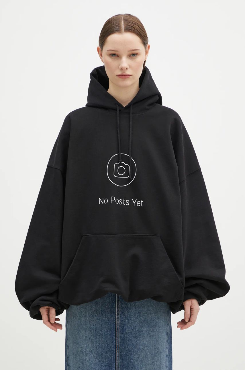 Sweatshirt VETEMENTS 'No Posts' Cropped Boxy Hoodie Sort | UA66HD660B, 1