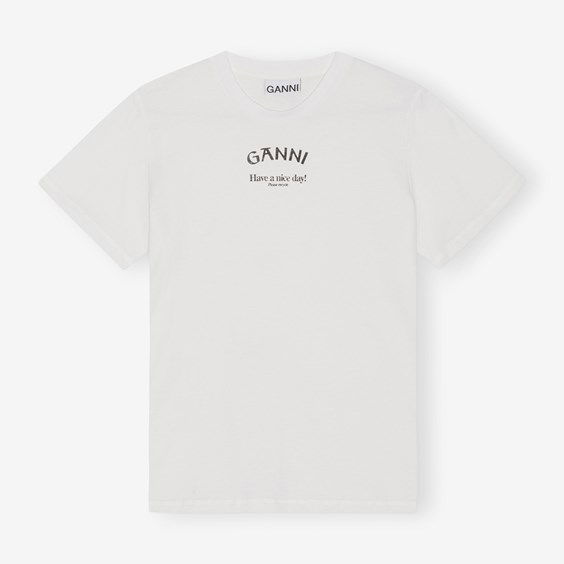 T-shirt GANNI Thin Jersey Relaxed T-shirt Hvid | T3561-151, 0