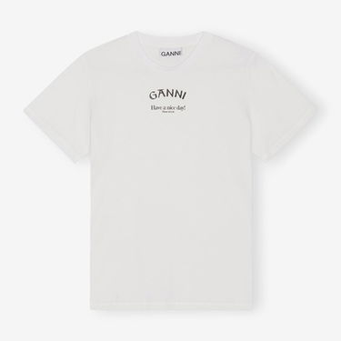 T-shirt GANNI Thin Jersey Relaxed T-shirt Hvid | T3561-151, 0