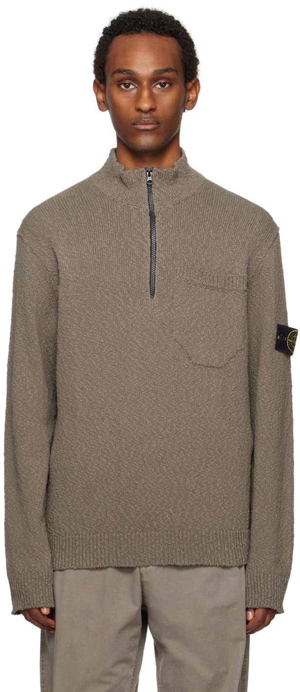 Sweater Stone Island Half-Zip Sweater Brun | 8015563B1