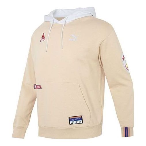 Sweatshirt Puma Team Badge Graphic Hoodie Beige | 677377-67
