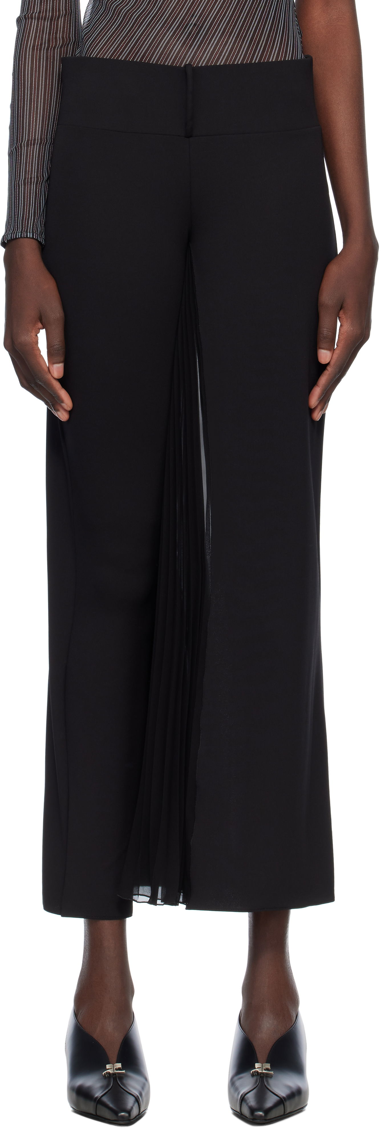 Bukser Courrèges Courrèges Infinity Pleats Jersey Trousers Sort | 225JPA325JS0220, 0