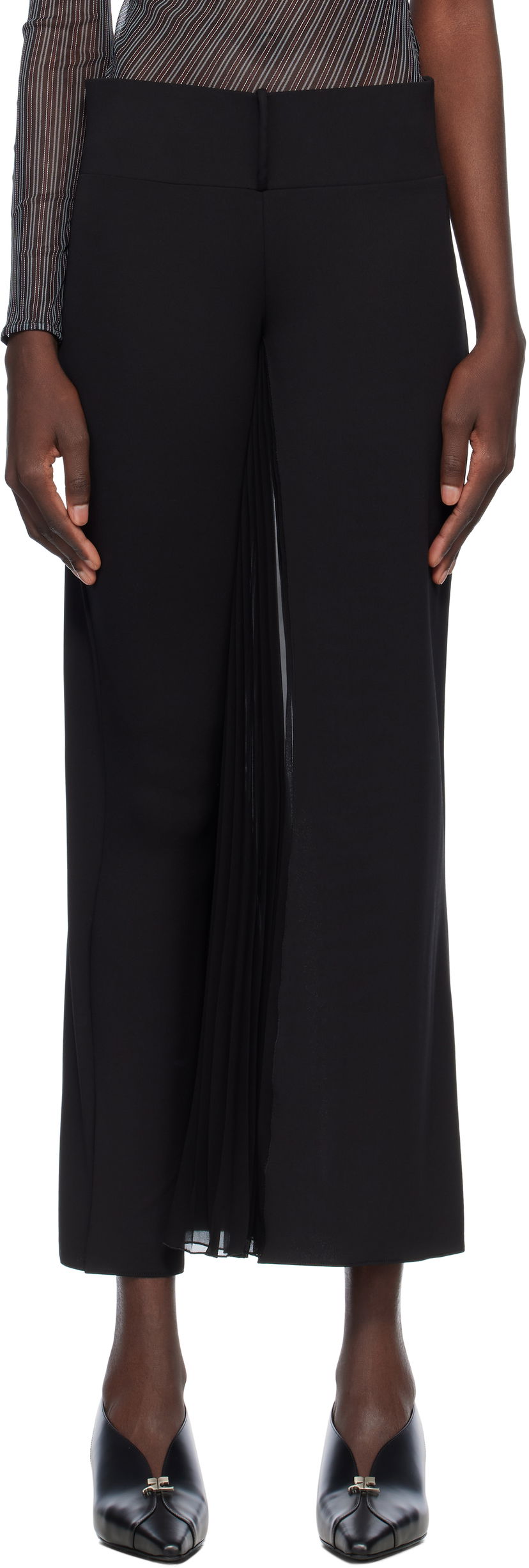 Bukser Courrèges Courrèges Infinity Pleats Jersey Trousers Sort | 225JPA325JS0220